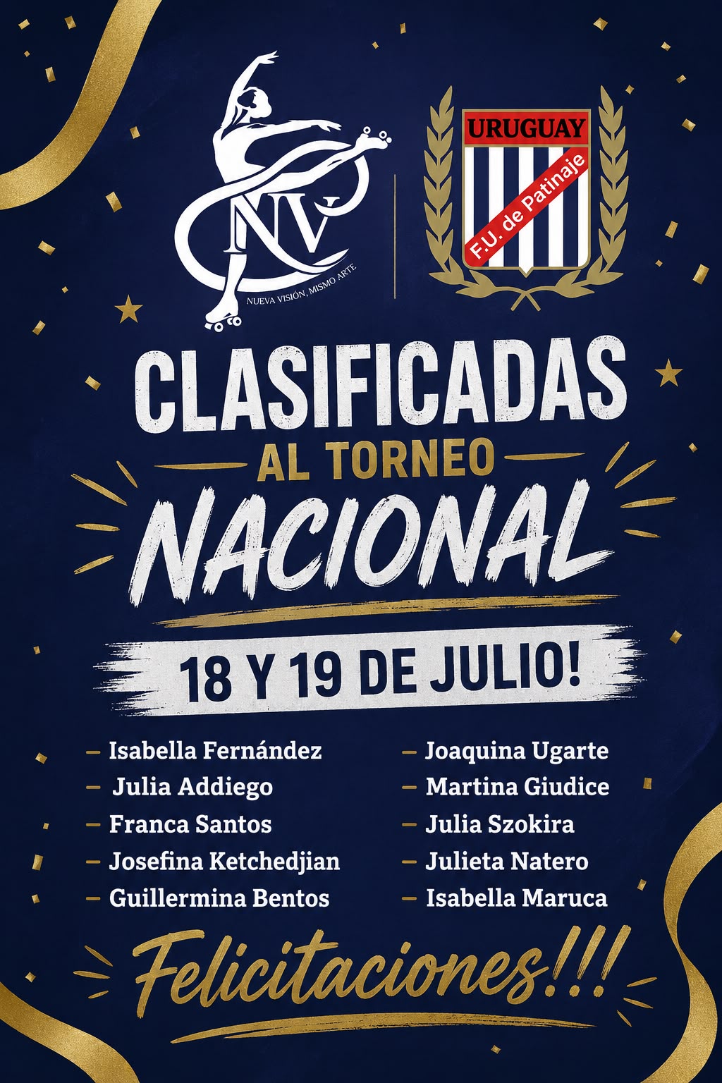 Clasificadas al Torneo Nacional — 18 y 19 de julio